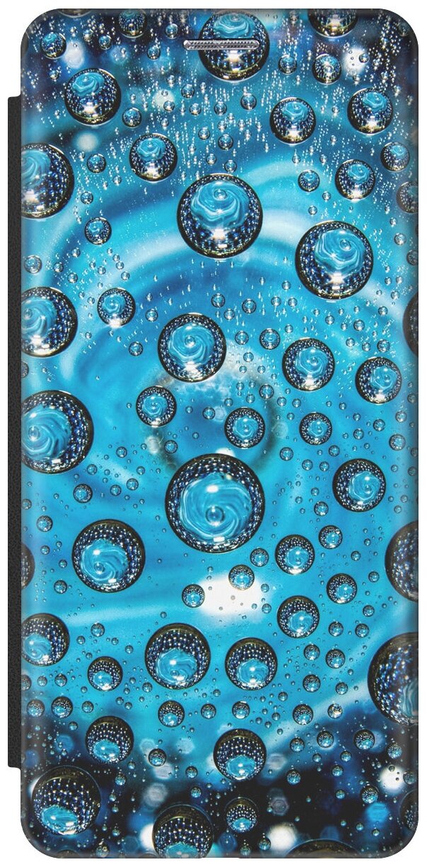 Чехол-книжка Голубые капли на Apple iPhone 6s / 6 / Эпл Айфон 6 / 6с черный