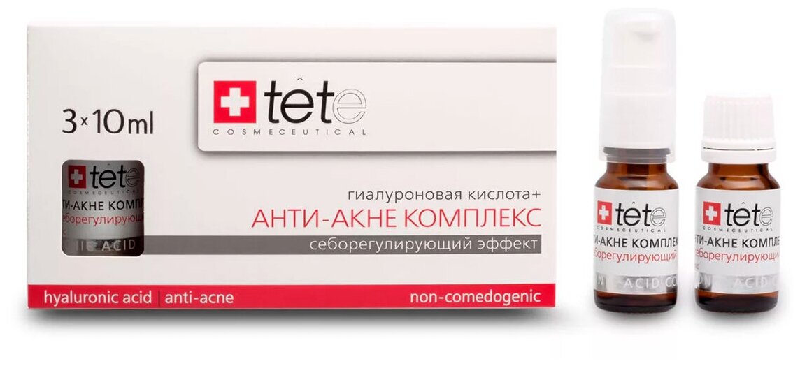 TETe Cosmeceutical, Гиалуроновая кислота с анти-акне комплексом, 3*10 мл