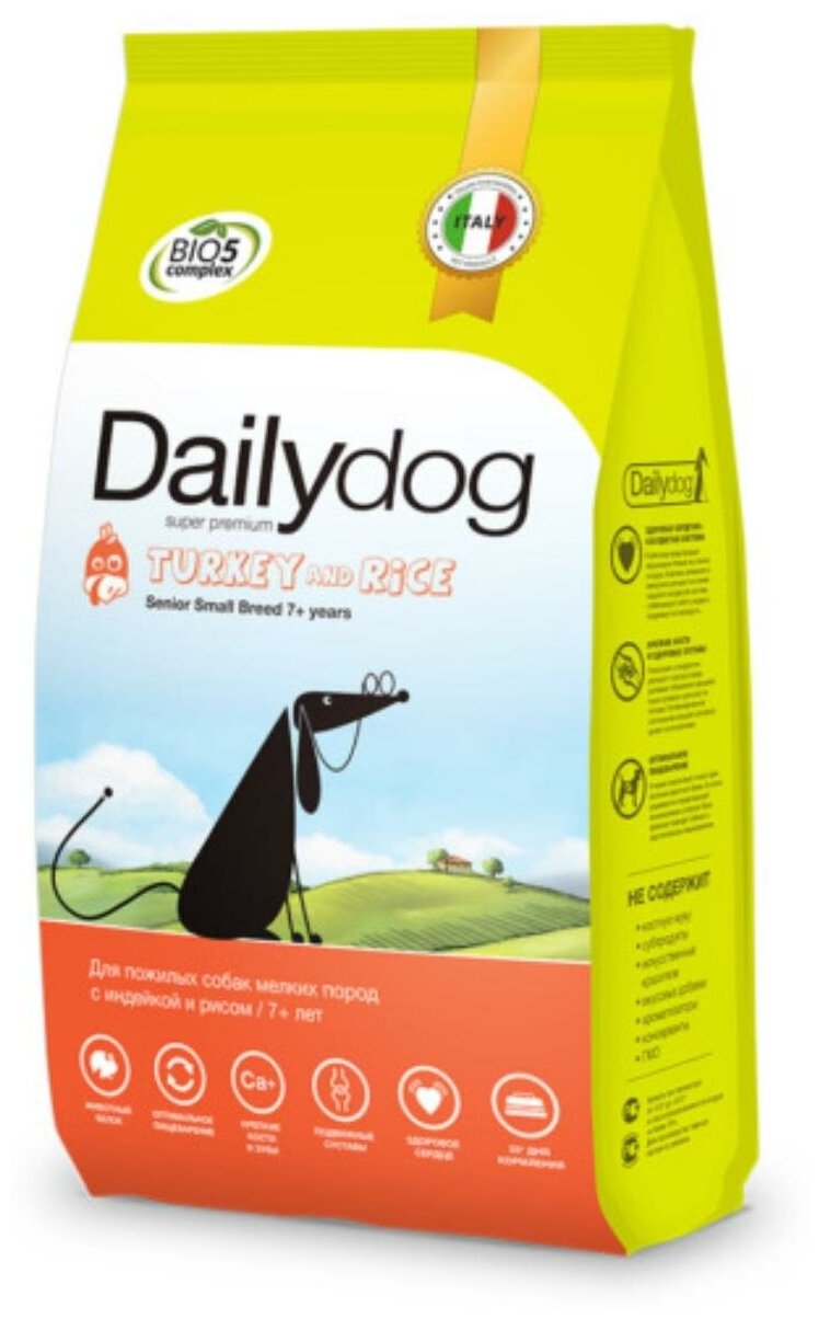 Dailydog Senior Small Breed Turkey and Rice - Сухой корм для пожилых собак мелких пород, с Индейкой и Рисом dy663160 1.5 кг