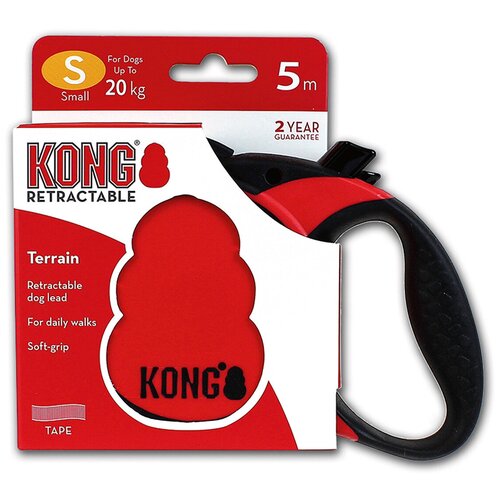 Поводок-рулетка для собак Kong Terrain (S) 5 м./до 20 кг. (красная, лента)