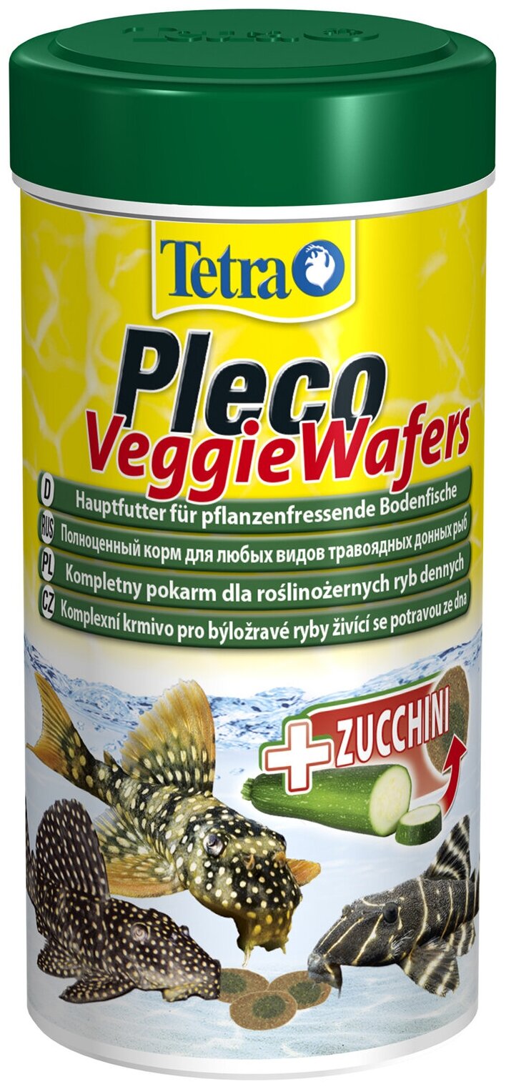 TetraPleco Veggie Wafers корм-пластинки с добавлением цуккини для донных рыб 250 мл 199118 - фотография № 6