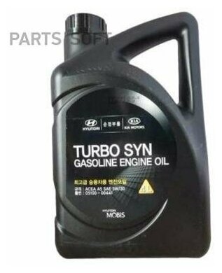 Масло моторное синтетическое Turbo SYN Gasoline 5W-30, 4л 05100-00441 HYUNDAI-KIA / арт. 0510000441 - (1 шт)