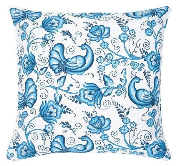 Подушка декоративная на молнии Bluebird, птицы, синий; размер: 40 х 40