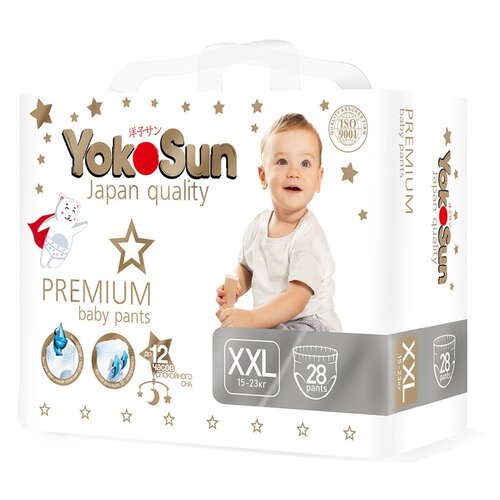 YokoSun трусики Premium XXL 15-23кг, 28 шт., белый