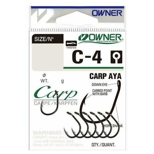 Крючок Owner 53264 C-4 Carp Aya № 6 крючок рыболовный owner aya carp taff ct 4 6 sg уп 8шт