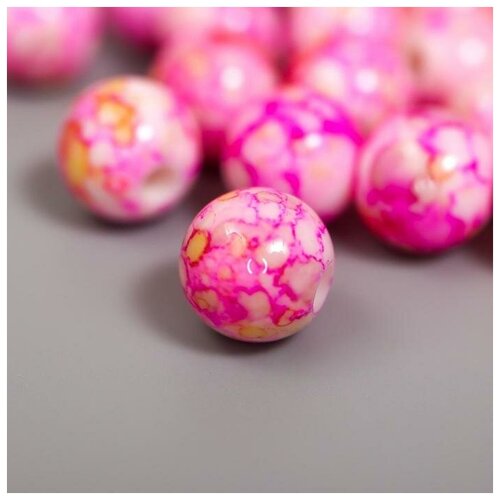 фото Бусины для творчества теропром 6301280 пластик "шарики шамот розовый" набор 20 гр d=1 см