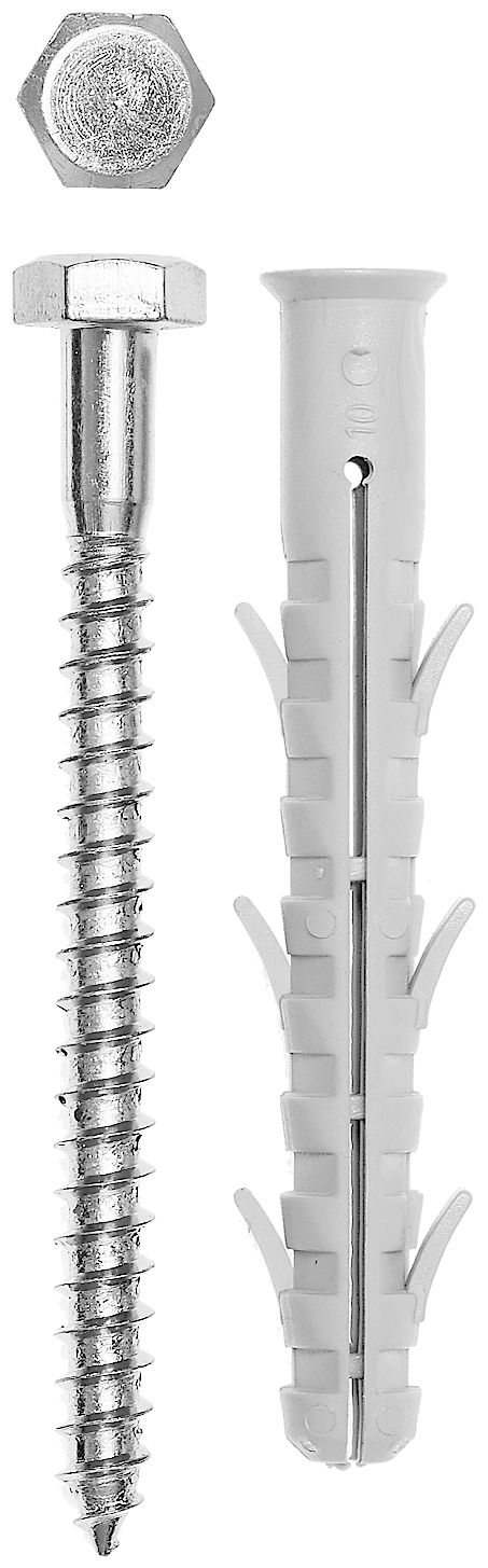Дюбель рамный нейлоновый в комплекте с оцинкованным шурупом шестигранная головка 10 x 160 мм 50 шт ЗУБР Профессионал 4-301475-10-160