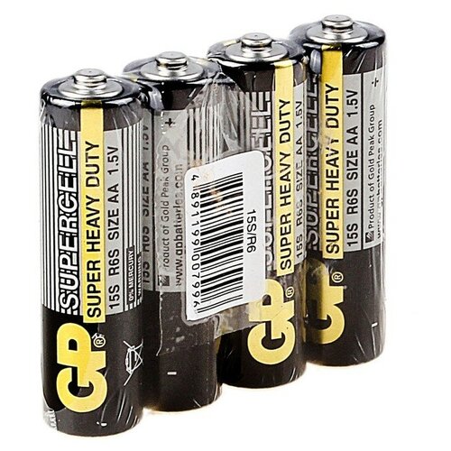 Батарейка солевая GP Supercell Super Heavy Duty, AA, R6-4S, 1.5В, спайка, 4 шт. gp батарейка солевая gp supercell super heavy duty aa r6 4s 1 5в спайка 4 шт