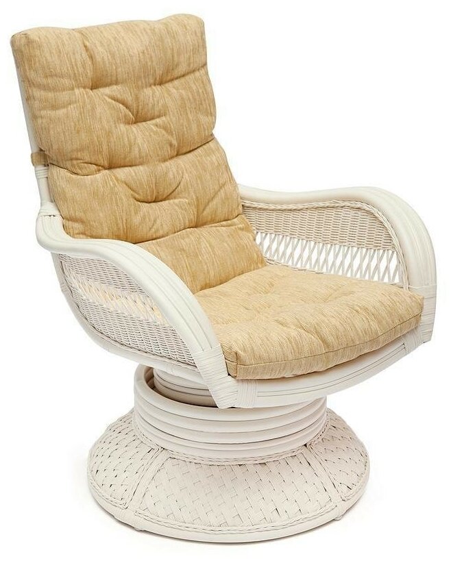 Кресло-качалка "ANDREA Relax Medium" /с подушкой/TCH White (белый), Ткань рубчик, цвет кремовый