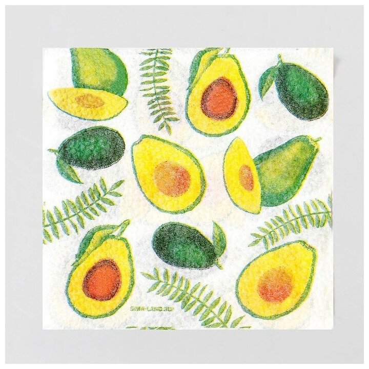 Салфетки бумажные "Сочные авокадо", 24х24 см, 20 шт - фотография № 1