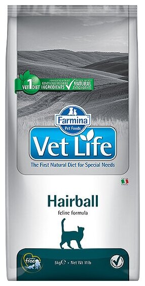 Корм сухой FARMINA Vet Life Hairball, для кошек, 10 кг - фотография № 2