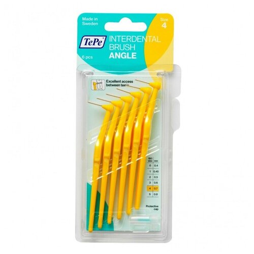 Межзубные ершики TePe Angle Yellow 0,7 мм межзубные ершики tepe angle pink 0 4 мм