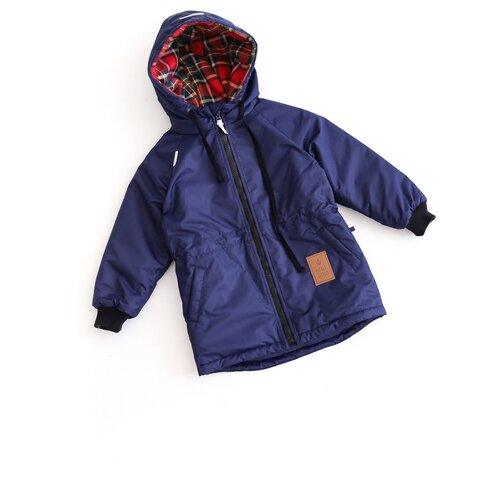 Детская куртка Клетка демисезон Minidino, 146 (нэви)