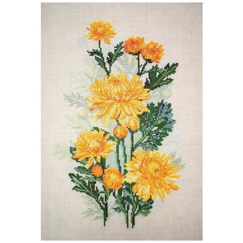 Набор для вышивания Желтые хризантемы 20 х 30 см* марья искусница 04.004.06 набор для вышивания марья искусница хризантемы канва мулине