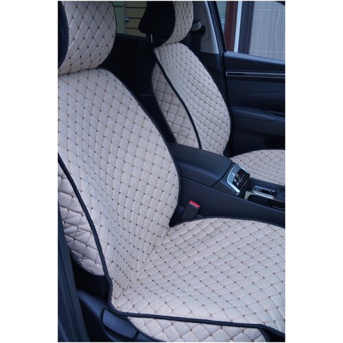 Накидки/чехлы на передние сиденья из бежевого льна с закрытыми боками