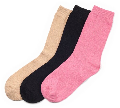 Носки PURE COMFORT, 3 пары, 3 уп., размер 36-41, черный, розовый, бежевый