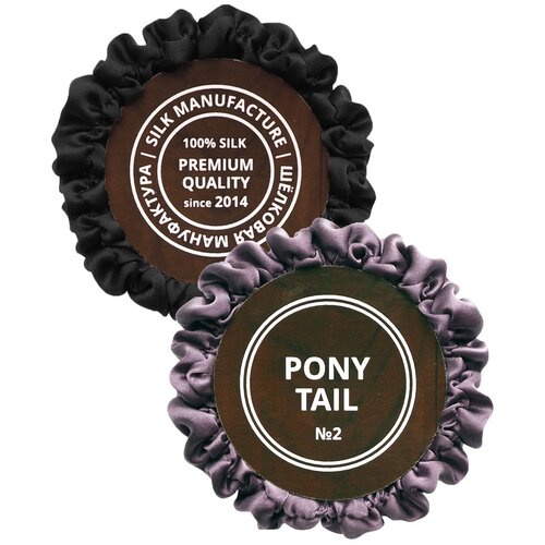 PONY TAIL Шёлковые резинки для волос (2 шт), белый и чёрный