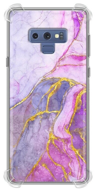 Дизайнерский силиконовый с усиленными углами чехол для Самсунг Нот 9 / Samsung Galaxy Note 9 Мрамор розовый