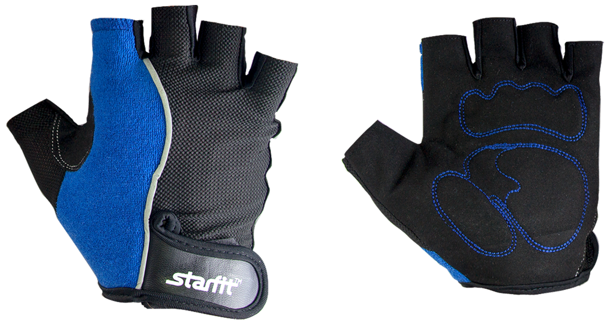 Перчатки для фитнеса STARFIT SU-108, синий/черный - XL