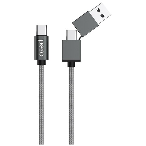 Аксессуар Pero DC-07 Universal 2in1 USB-A/PD - Type-C 1.0m PRDC-07UTT1MS feron нту 60w столб 1 1м е27 ip44 11814 серый