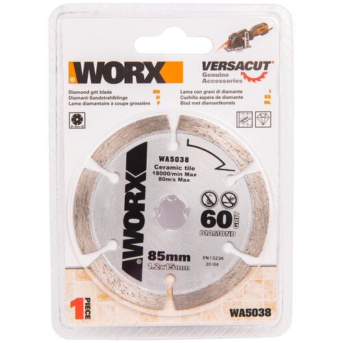 Пильный диск алмазный WORX WA5038 алмазный пильный диск worx wa6075