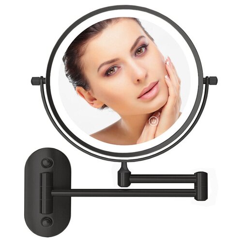 Настенное косметическое зеркало с подсветкой и увеличением 1X/10X LaiM Style (black), 20011