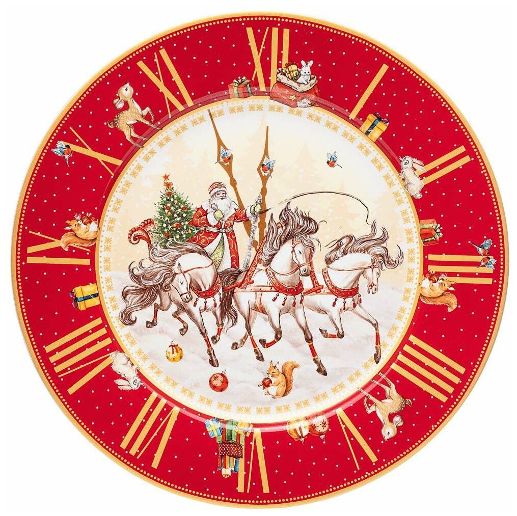 Тарелка обеденная часы 26см красная Lefard (85-1711)