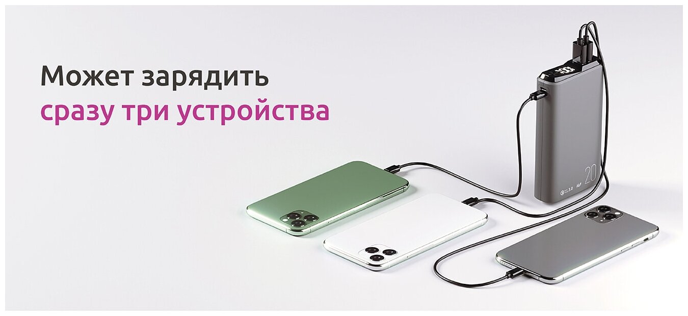 Внешний аккумулятор OLMIO QS-20, 20000mAh, deep-blue - фото №5