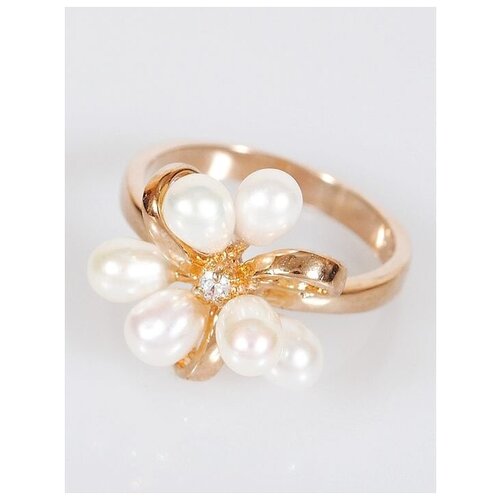 фото Кольцо помолвочное lotus jewelry, жемчуг swarovski синтетический, размер 19, белый