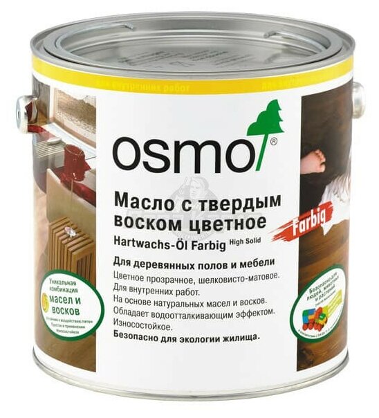 Масло Osmo Farbig цветное с твердым воском 3040 Белое 0,75 литра