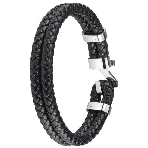 Браслет ZIPPO Steel Braided Leather Bracelet, чёрный, натуральная плетёная кожа/сталь, 20 см Zippo MR-2007168