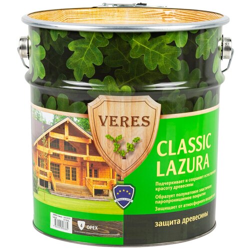 VERES пропитка Classic Lazura, 9 л, №4 Орех veres пропитка classic lazura 0 9 л 1 бесцветный