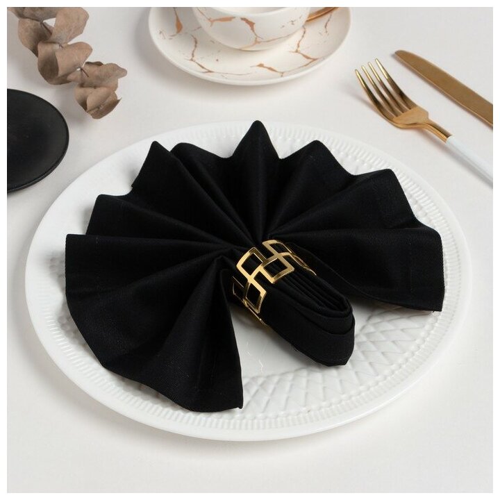 фото Салфетка декоративная Этель 40*40, саржа цв. черный, 100% хлопок, саржа, 250гр/м2