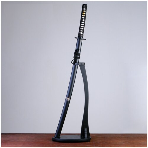 Сувенир подарочный Катана на подставке / чёрные ножны с иероглифами / длина 104см / интерьерная