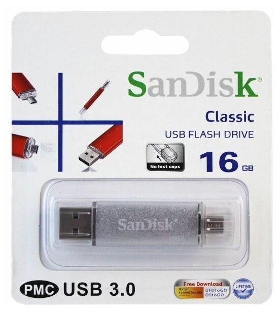 Флешка SanDisk "Classic" 16GB + micro USB