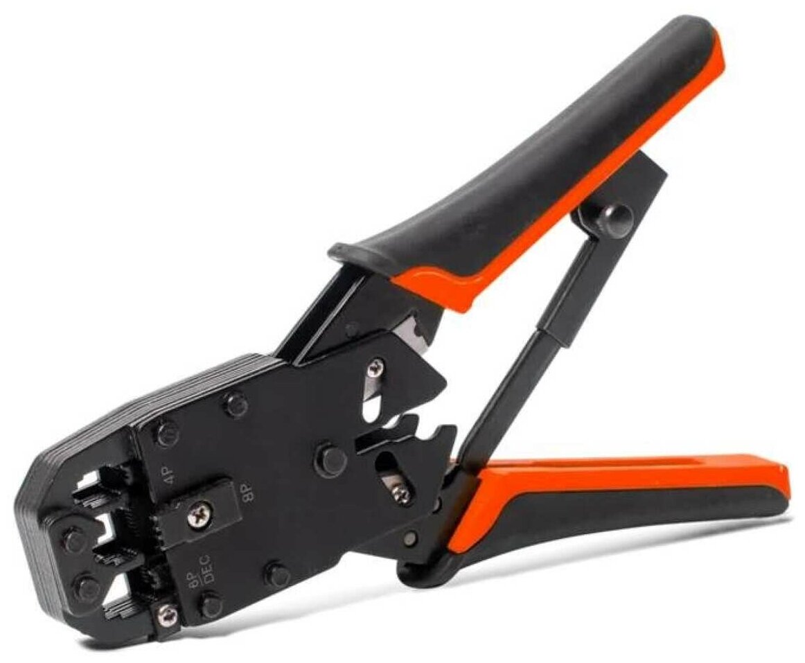 фото Кримпер КВТ JT-03 с 3-мя встроенными модулями для обжима RJ-45, RJ-12, RJ-11 [79759]