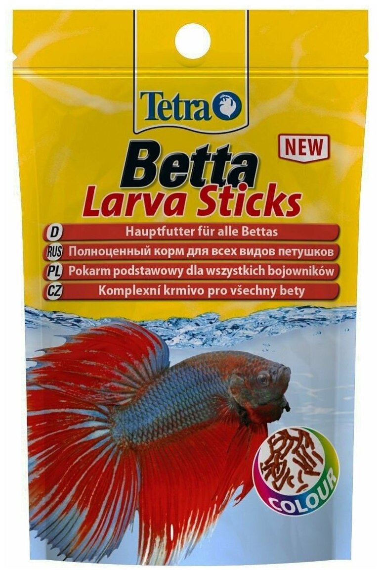 Tetra Betta LarvaSticks корм для петушков и других лабиринтовых рыб (в форме мотыля) 5 г. - фотография № 12