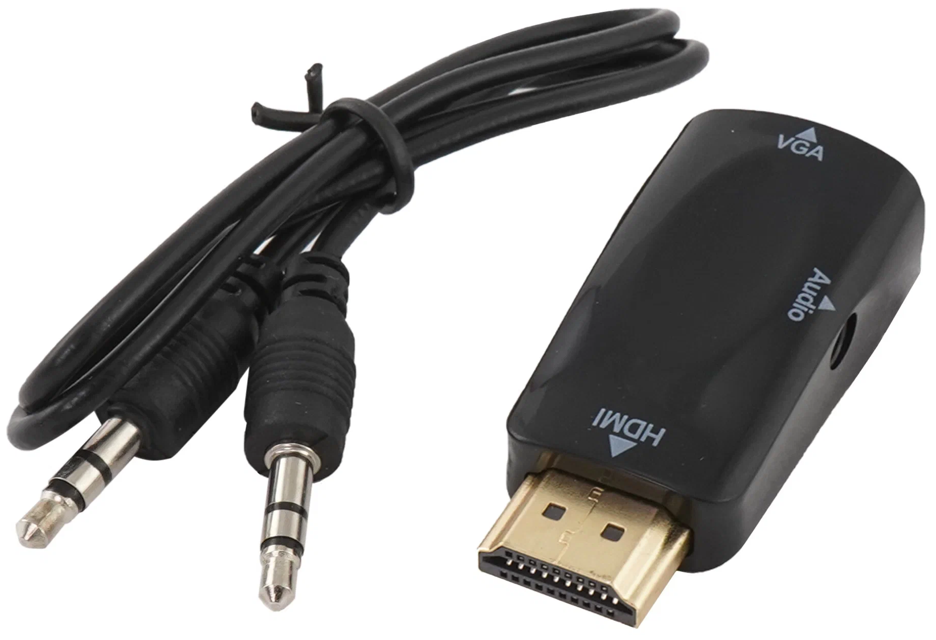 Переходник конвертер HDMI на VGA адаптер с кабелем AUX 3.5 мм audio-jack для мониторов, компьютеров, ноутбуков, PC, телевизоров