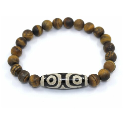 фото Handinsilver ( посеребриручку ) браслет из матового камня тигровый глаз 8мм с трехглазой бусиной дзи