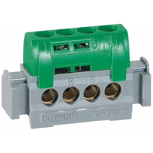 Клеммник зеленый 4х1.5-16мм2 legrand 004830