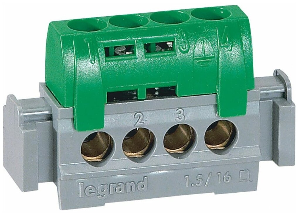 Клеммник зеленый 4х1.5-16мм2 legrand 004830