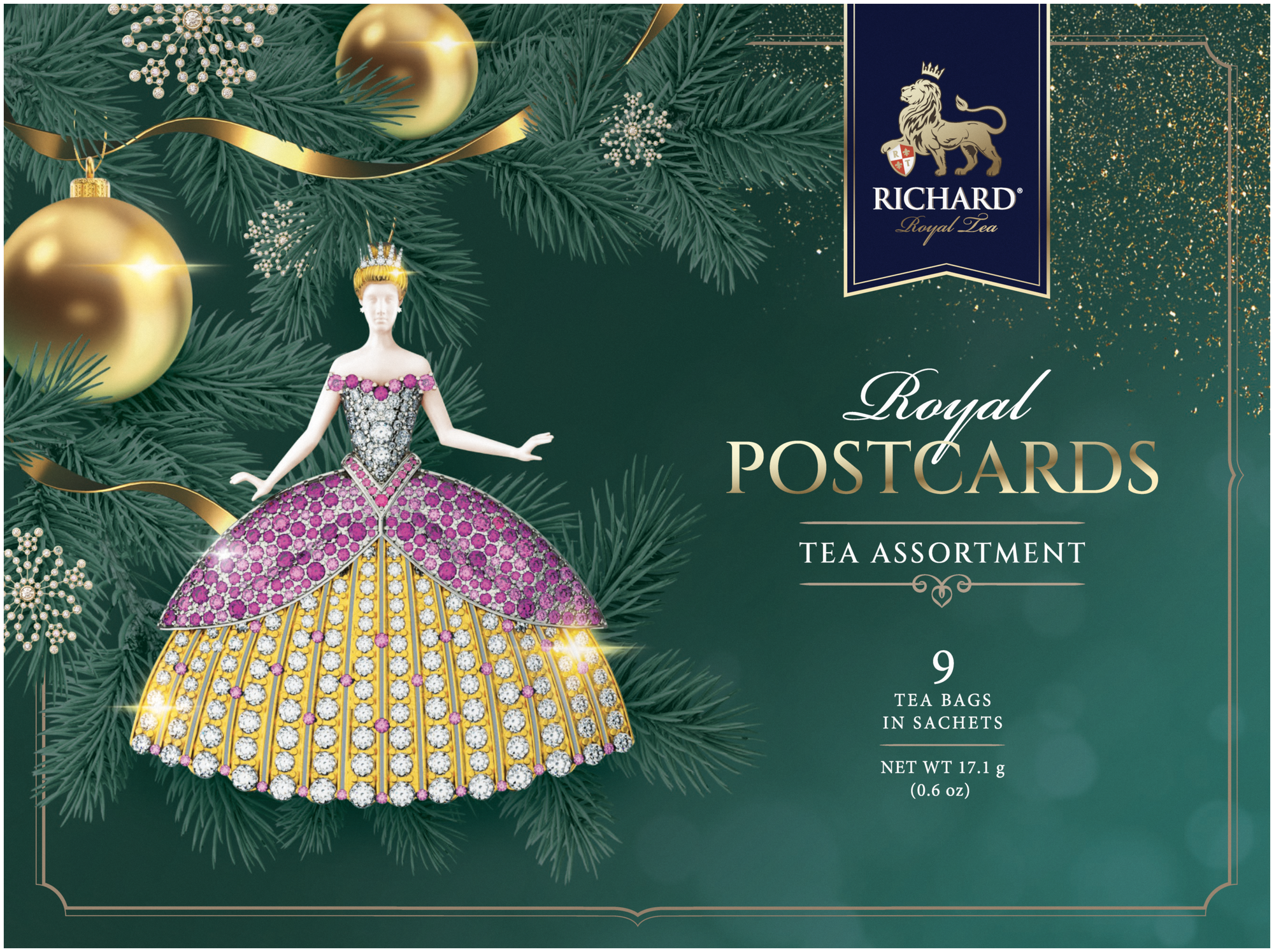 Чай черный в пакетиках подарочный "ROYAL POSTCARDS TEA ASSORTMENT" сувенир на Новый год, - 17,1 г - фотография № 3