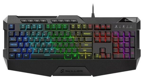 Игровая клавиатура Sharkoon Skiller SGK4 (резиновые колпачки, RGB подсветка, USB)