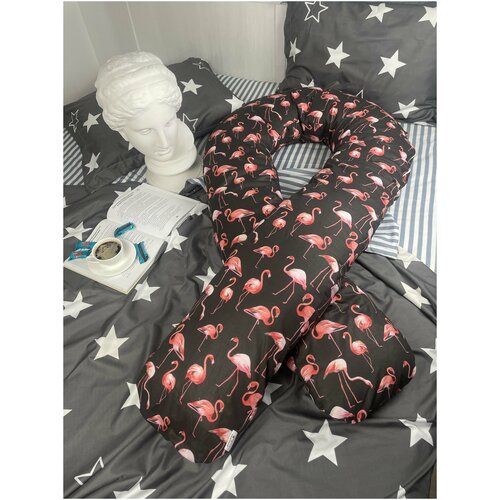 Подушка MONKEY SMILE для беременных U + наволочка хлопок, Звезды белые и синие.