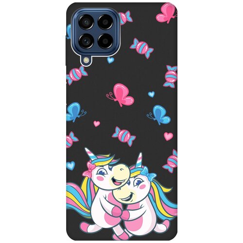 Матовый чехол Unicorns and Candies для Samsung Galaxy M53 5G / Самсунг М53 5г с 3D эффектом черный матовый чехол rainbow unicorn для samsung galaxy m53 5g самсунг м53 5г с 3d эффектом черный