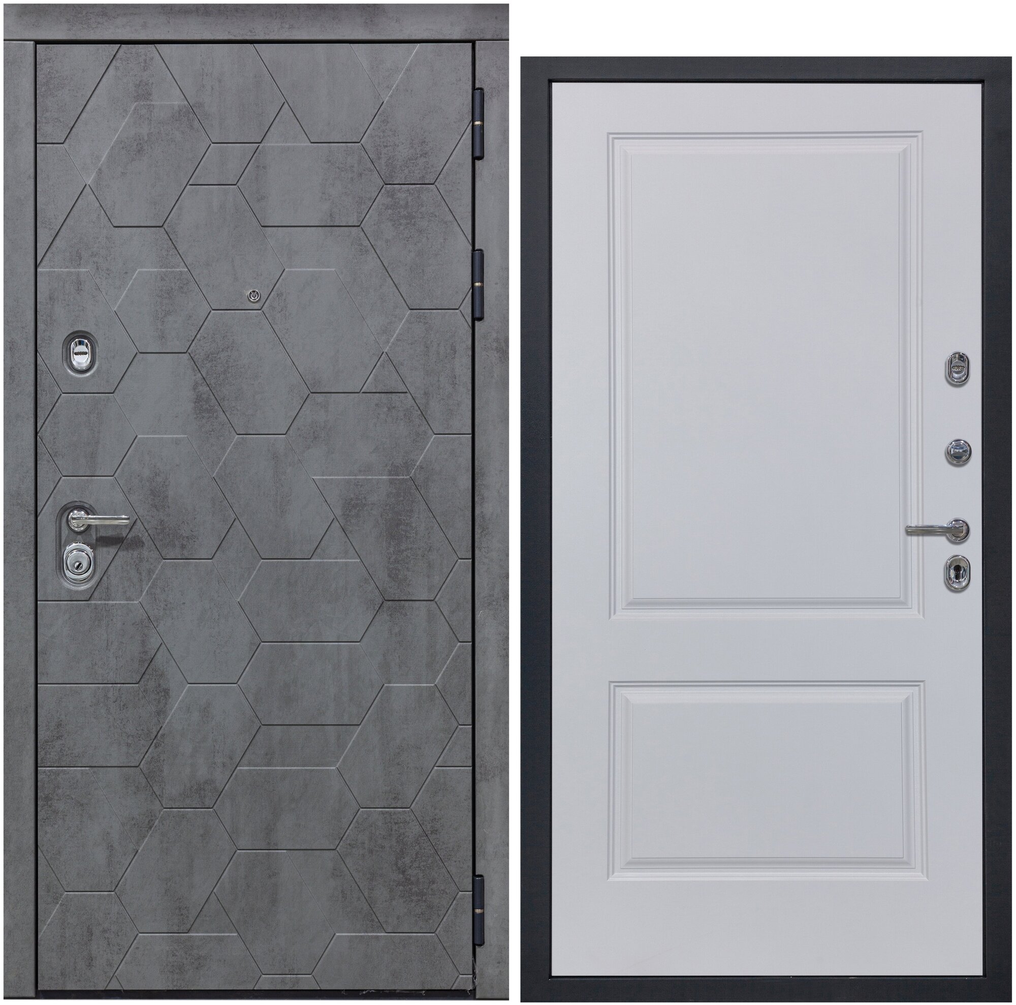 Дверь входная металлическая DIVA 51 2050x860 Правая Бетон Темный - Д7 Белый Софт, тепло-шумоизоляция, антикоррозийная защита для квартиры