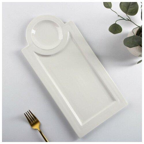 Блюдо керамическое с соусником «Классика», 38×18,5 см (1шт.)