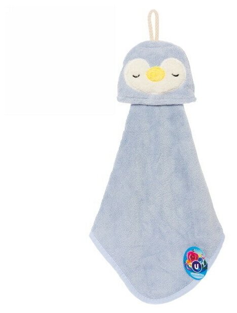 Полотенце 20*40см «Lolly-Пингвин» флис, цвет голубой Ультрамарин