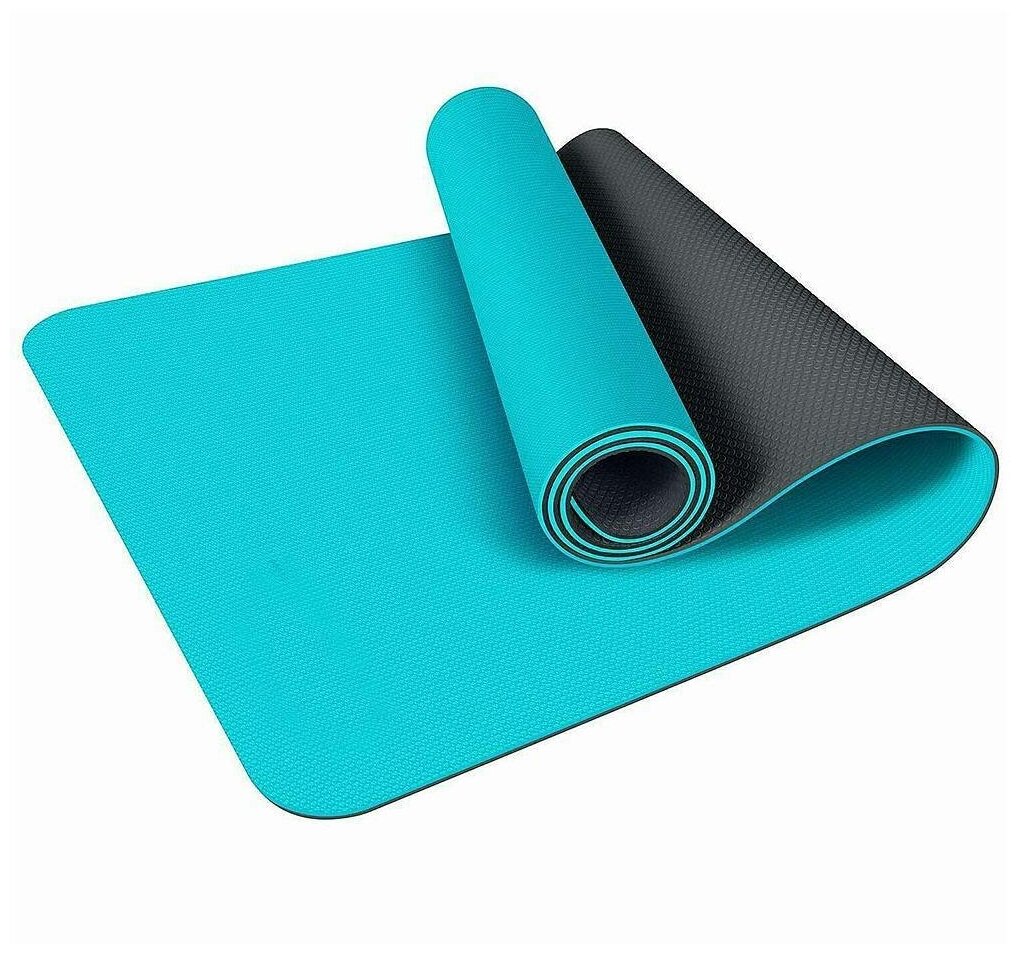 Коврик для йоги LiveUp TPE YOGA MAT-BLUE цвет:голубой, размер:173x61x0,6см