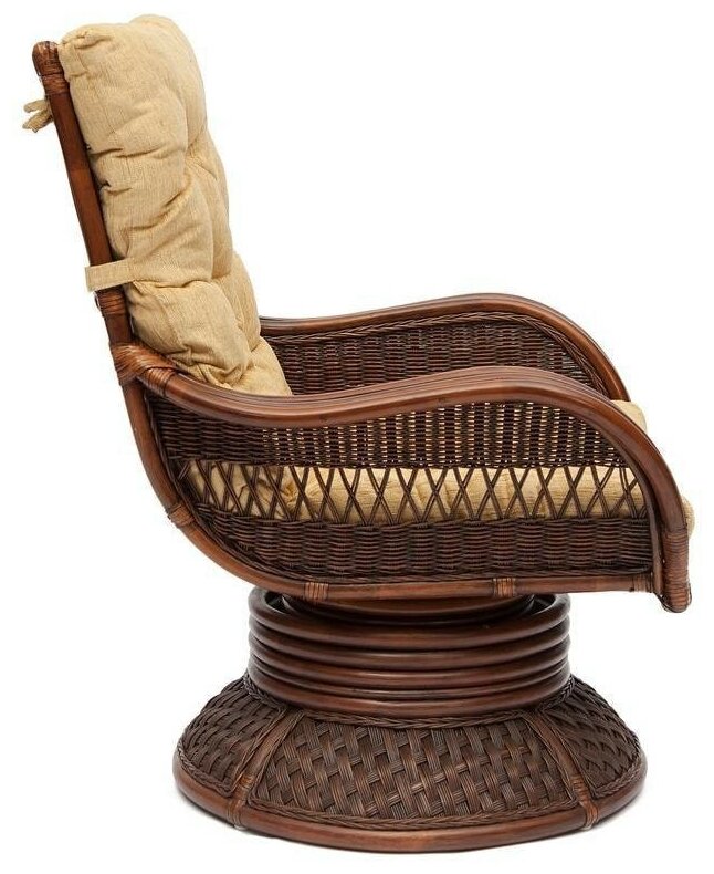 Кресло-качалка "ANDREA Relax Medium" /с подушкой/ Pecan Washed (античн. орех), Ткань рубчик, цвет кремовый - фотография № 9